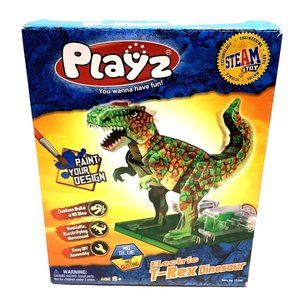 Playz Electric T-Rex Dinosaur 4D Dino DYI Assembly Construction Paint Design